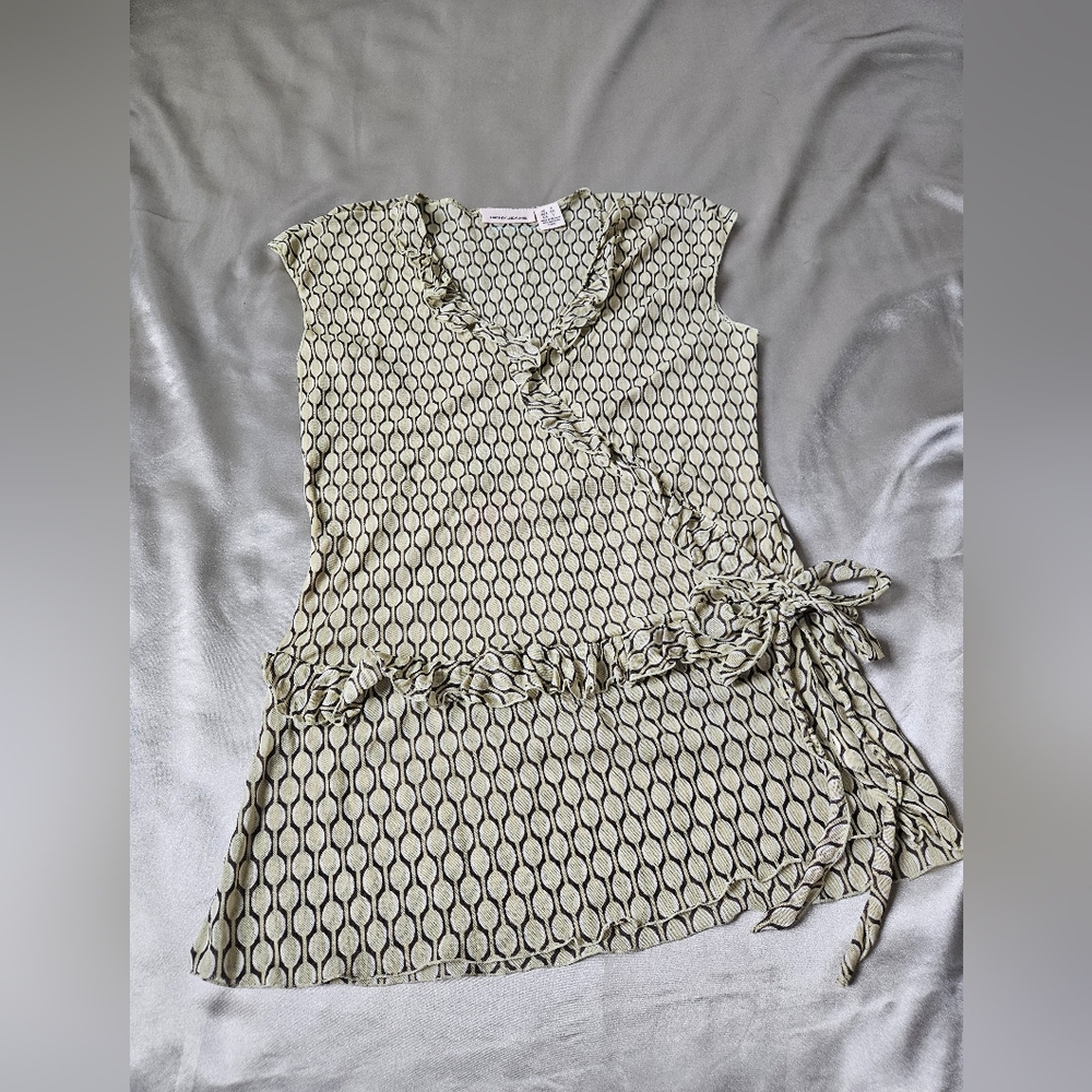 DKNY Jeans Black and Cream Strenchy Patterned Top